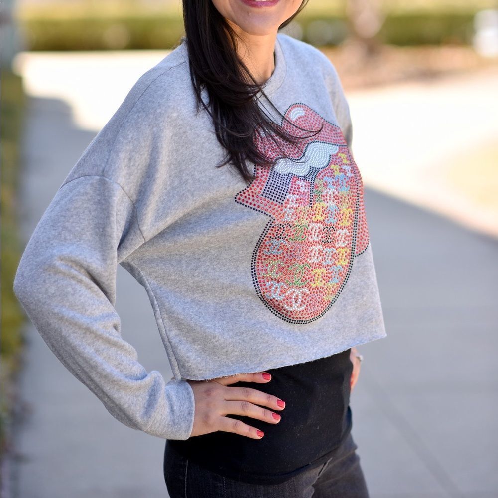 Crewneck Sweatshirt W/ Multicolor Rolling Stones - Picture 2 of 7